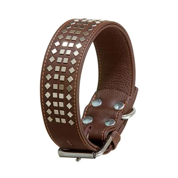 Karlie Vintage Halsband Mit 4eck-Nieten 50mm - Braun 4 Karlie Vintage Halsband Mit 4eck-Nieten 50mm - Braun – Bild 2