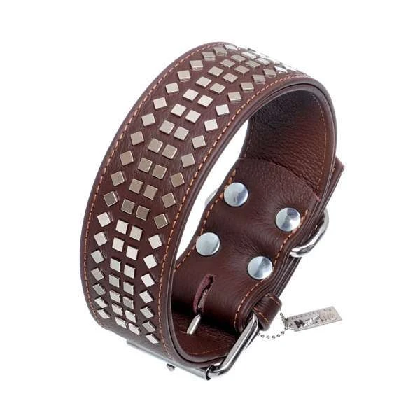 Karlie Vintage Halsband Mit 4eck-Nieten 50mm - Braun 3 Karlie Vintage Halsband Mit 4eck-Nieten 50mm - Braun